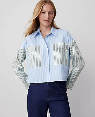 Ann Taylor Petite Weekend Collection Oversized Cropped High-Low Shirt sold by Ann Taylor product image thumbnail 2