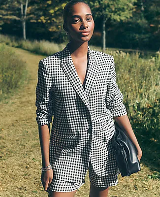 Ann Taylor The Petite Longline Blazer in Gingham sold by Ann Taylor