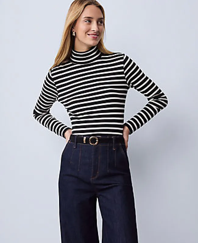 Ann Taylor Weekend Collection Striped Turtleneck Top sold by Ann Taylor