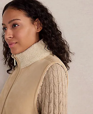 Ann Taylor Haven Well Within Faux Suede and Sherpa Reversible Vest sold by Ann Taylor product image thumbnail 3