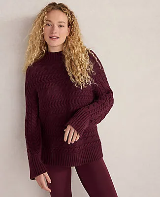 Ann Taylor Haven Well Within Organic Cotton Horizontal Cable Funnel Neck Sweater sold by Ann Taylor