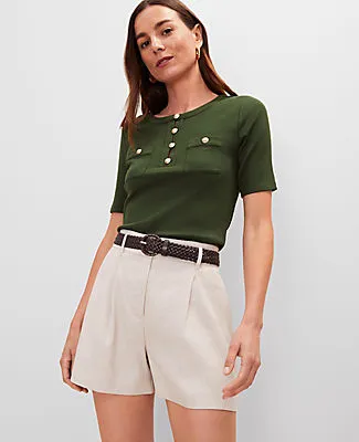 Ann Taylor Contrast Trim Henley Top sold by Ann Taylor