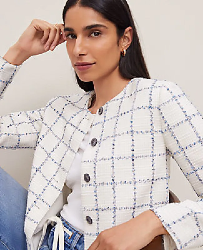 Ann Taylor Tweed Crew Neck Jacket sold by Ann Taylor