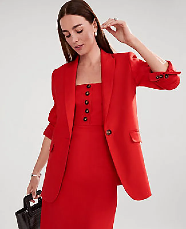Ann Taylor The Longline Blazer in Linen Blend sold by Ann Taylor