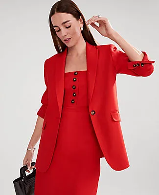 Ann Taylor The Longline Blazer in Linen Blend sold by Ann Taylor