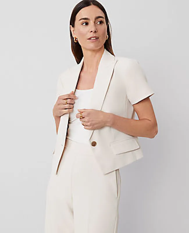Ann Taylor The Short Sleeve Blazer in Fluid Crepe sold by Ann Taylor