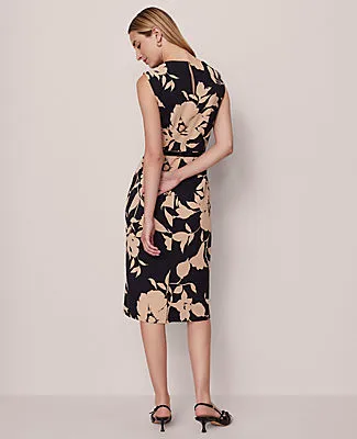 Ann Taylor Petite Floral Twist Neck Midi Sheath Dress sold by Ann Taylor product image thumbnail 2