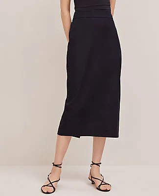 Ann Taylor The Petite Linen Blend Clean Midi Skirt sold by Ann Taylor product image thumbnail 2