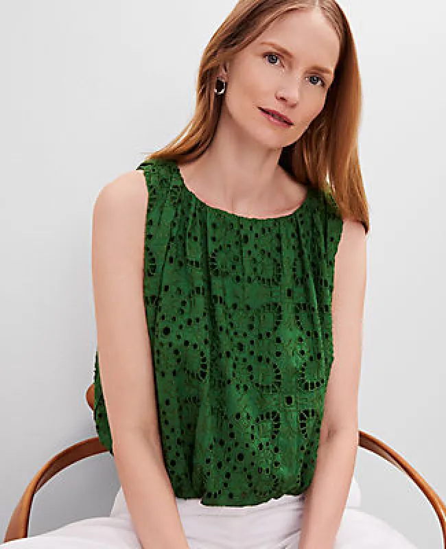 Ann Taylor Eyelet Bubble Hem Top sold by Ann Taylor