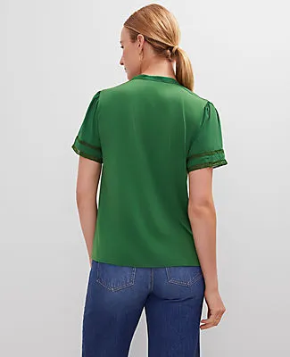 Ann Taylor Lace Trim Mixed Media Top sold by Ann Taylor product image thumbnail 2