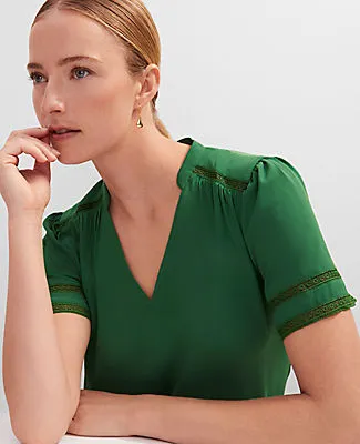 Ann Taylor Lace Trim Mixed Media Top sold by Ann Taylor product image thumbnail 3