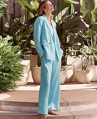 Ann Taylor The Petite Pull-On Wide-Leg Pant in Satin sold by Ann Taylor