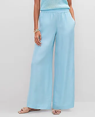 Ann Taylor The Petite Pull-On Wide-Leg Pant in Satin sold by Ann Taylor product image thumbnail 3