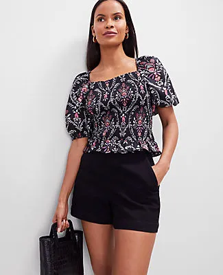 Ann Taylor Floral Square Neck Smocked Top sold by Ann Taylor