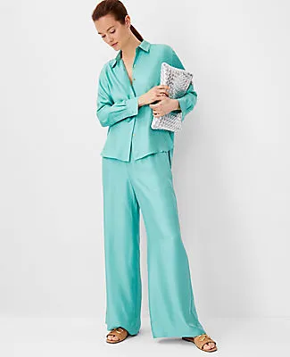 Ann Taylor Studio Collection Easy Palazzo Pants in Silk Twill sold by Ann Taylor