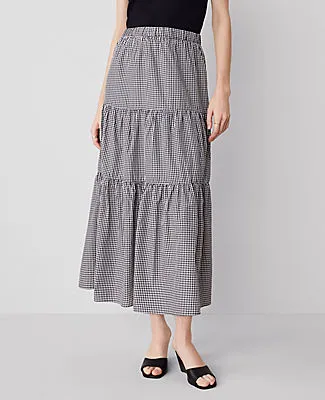 Ann Taylor Gingham Taffeta Tiered Skirt sold by Ann Taylor product image thumbnail 2