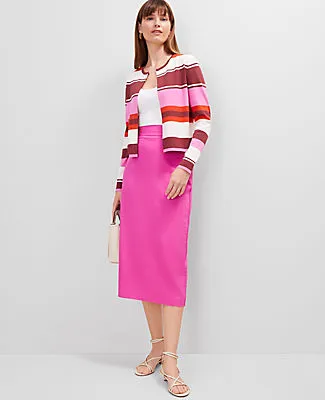 Ann Taylor The Petite Linen Blend Clean Midi Skirt sold by Ann Taylor