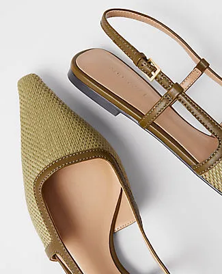 Ann Taylor Straw Nip Toe Slingback Flat sold by Ann Taylor product image thumbnail 2