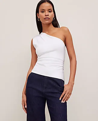 Ann Taylor Ruched One-Shoulder Top sold by Ann Taylor product image thumbnail 2