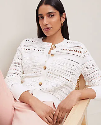 Ann Taylor Pointelle Textured Cardigan sold by Ann Taylor product image thumbnail 3