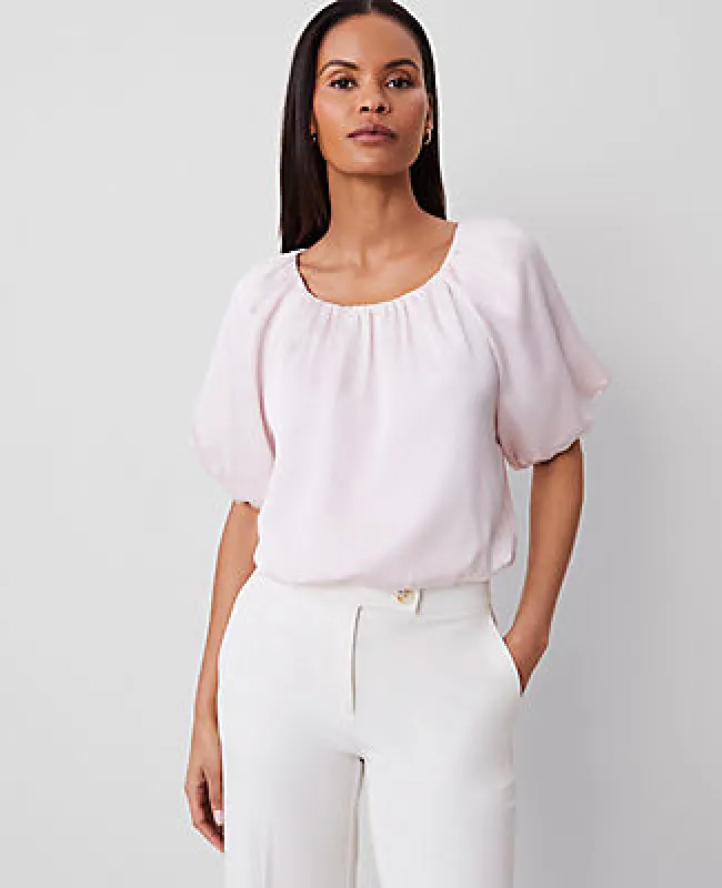 Ann Taylor Petite Bubble Hem Top sold by Ann Taylor