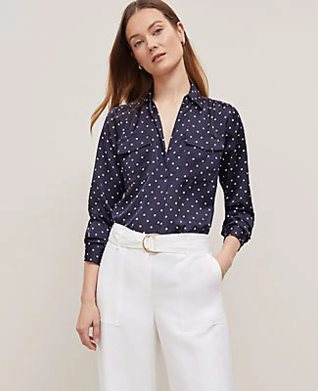 Ann Taylor Dotted Camp Shirt sold by Ann Taylor