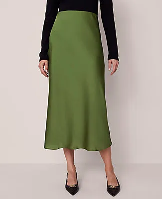 Ann Taylor Petite Satin Bias Midi Slip Skirt sold by Ann Taylor product image thumbnail 3