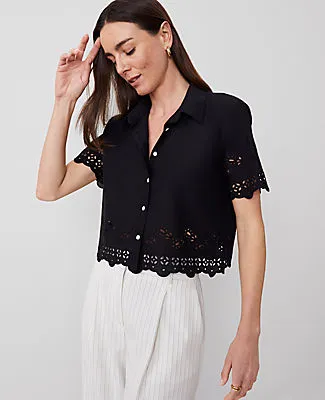 Ann Taylor Eyelet Modern Blouse sold by Ann Taylor product image thumbnail 2