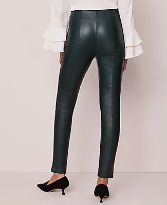 Ann Taylor The Petite Seamed Button Legging in Faux Leather sold by Ann Taylor product image thumbnail 3