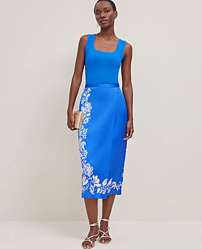 Ann Taylor Satin Midi Wrap Skirt sold by Ann Taylor