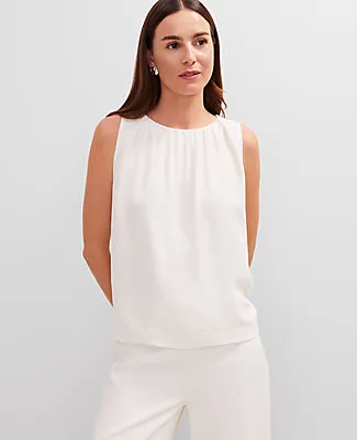 Ann Taylor Mixed Media Gathered Sleeveless Top sold by Ann Taylor