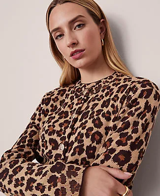 Ann Taylor Petite Animal Print Jacquard Cardigan sold by Ann Taylor product image thumbnail 3