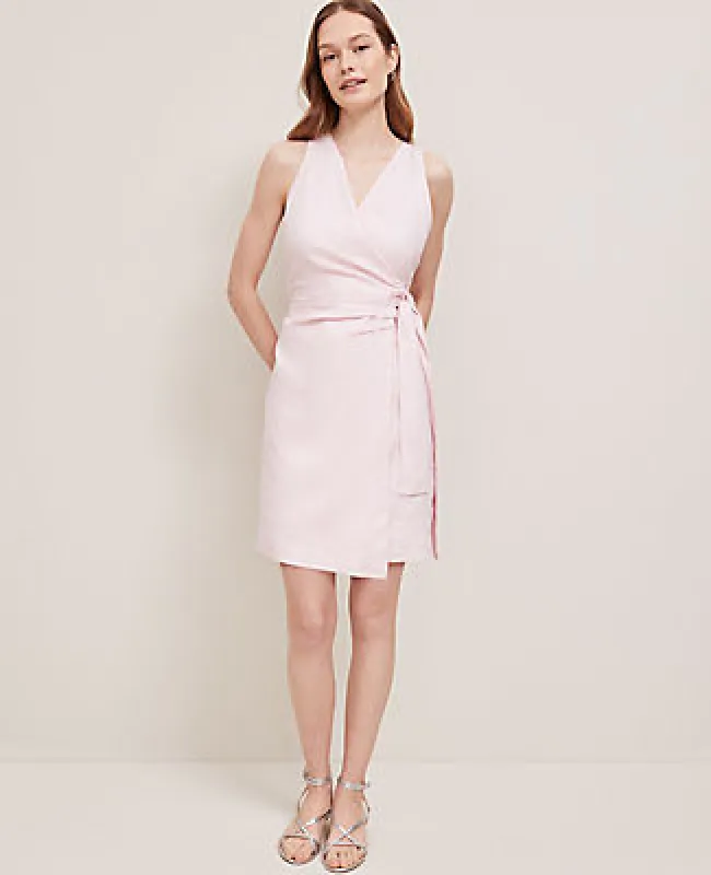 Ann Taylor Linen Blend V-Neck  Wrap Dress sold by Ann Taylor