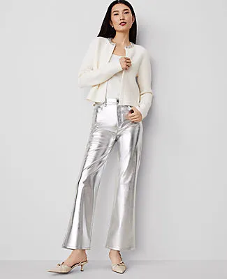 Ann Taylor The Ankle Boot Pant in Metallic Faux Leather sold by Ann Taylor product image thumbnail 2