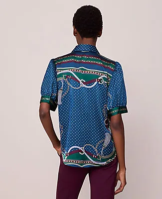 Ann Taylor Chain Link Print Satin Blouse sold by Ann Taylor product image thumbnail 2