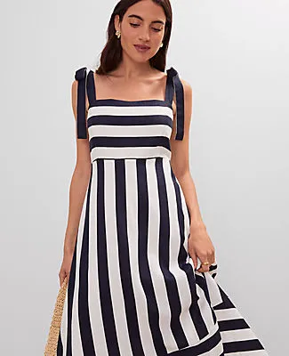 Ann Taylor Weekend Collection Striped Linen Blend Midi Dress sold by Ann Taylor