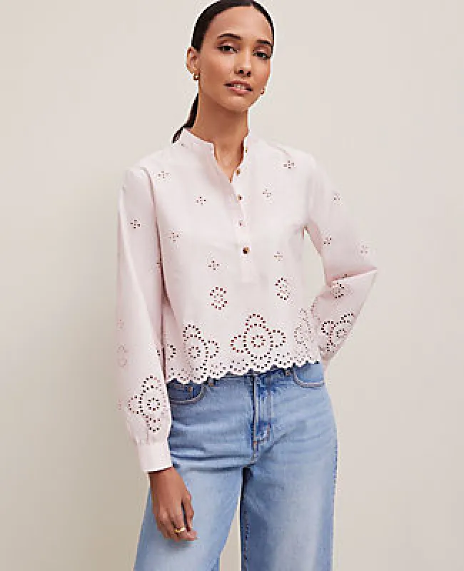 Ann Taylor Scalloped Cutout Blouse sold by Ann Taylor