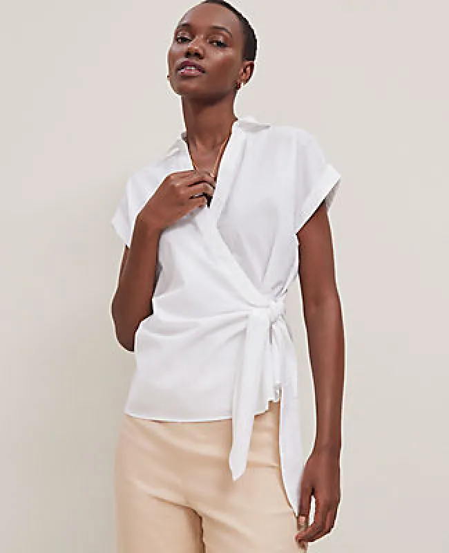 Ann Taylor Collared Tie Waist Top sold by Ann Taylor