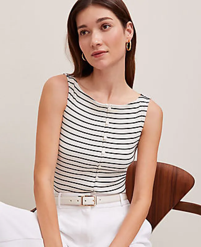 Ann Taylor Petite Ribbed Sleeveless Button Top sold by Ann Taylor