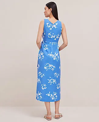 Ann Taylor Petite Floral Linen Blend V-Neck Wrap Dress sold by Ann Taylor product image thumbnail 2