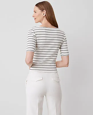 Ann Taylor Petite Striped Crossover Neck Top sold by Ann Taylor product image thumbnail 2