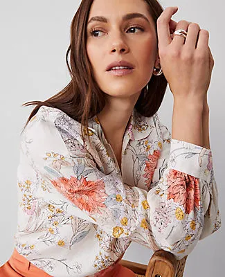 Ann Taylor Petite Linen Floral Top sold by Ann Taylor product image thumbnail 4