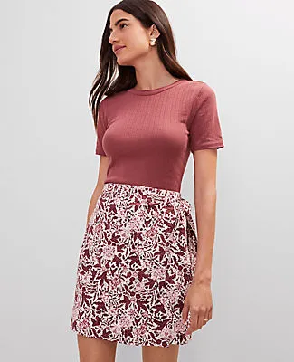 Ann Taylor Petite Weekend Collection Floral Linen Blend Wrap Skirt sold by Ann Taylor