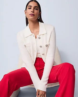 Ann Taylor Embellished Collared Cardigan sold by Ann Taylor
