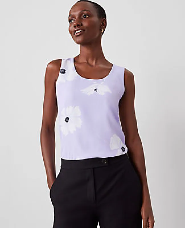 Ann Taylor Petite Floral Mixed Media Shell Top sold by Ann Taylor