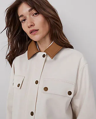 Ann Taylor Weekend Collection Faux Leather Collared Jacket sold by Ann Taylor product image thumbnail 5