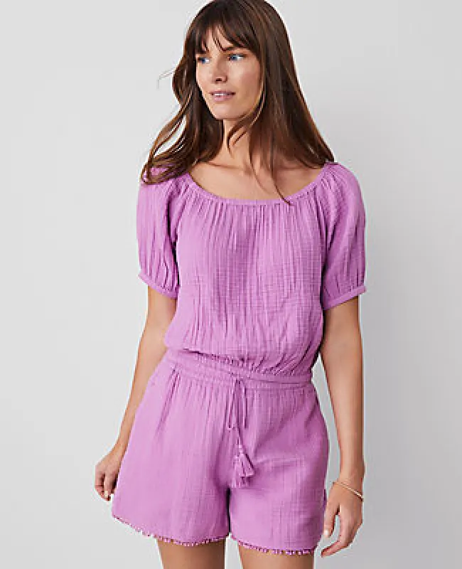 Ann Taylor Gauze Bubble Hem Blouse sold by Ann Taylor