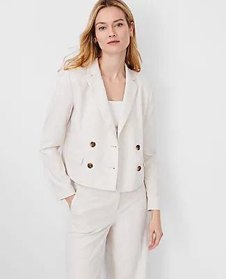 Ann Taylor The Tall Cropped Double Breasted Blazer in Textured Stretch sold by Ann Taylor product image thumbnail 2
