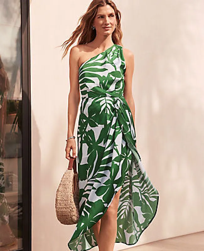 Ann Taylor Satin One Shoulder Midi Dress sold by Ann Taylor