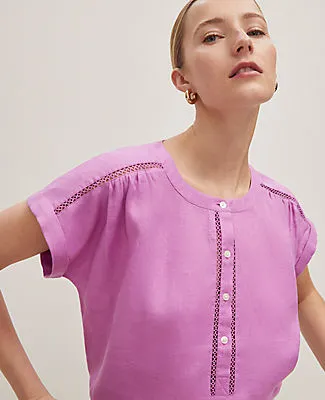 Ann Taylor Linen Cutout Framed Popover Top sold by Ann Taylor product image thumbnail 3